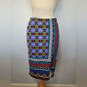 Maeve Anthropologie Tearoom Blue Geometric Boho Pencil Skirt SZ S